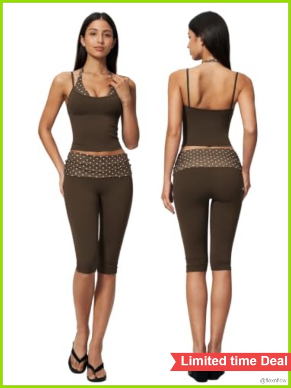 Two Piece Workout Set Halter Tank Top & High Waist Capri Pants